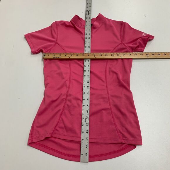 Canari Cycling Shirt Women S Pink Quarter Zip Mock Neck Short Sleeve Back Pocket - Picture 8 of 12